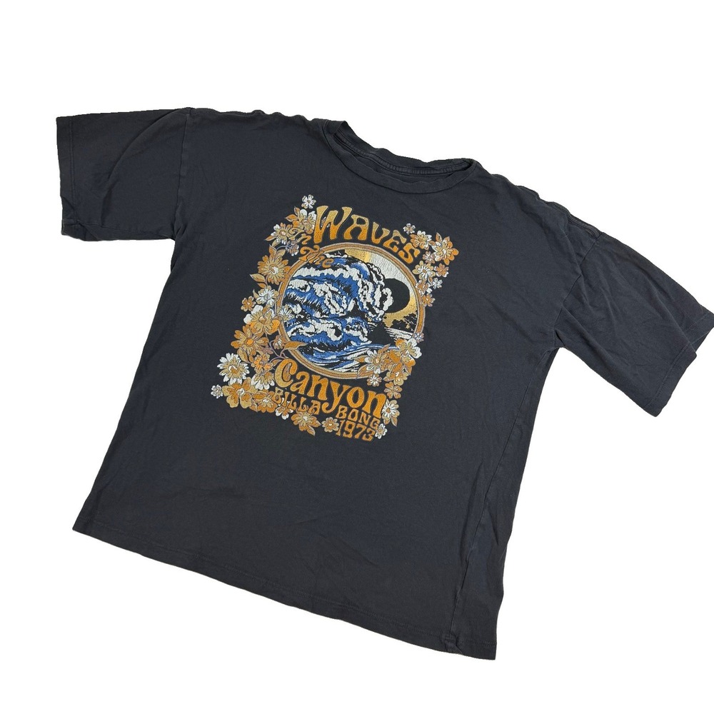 Women's Dark Grey Billabong Graphic Tee Women's Size Large Surfer Tee